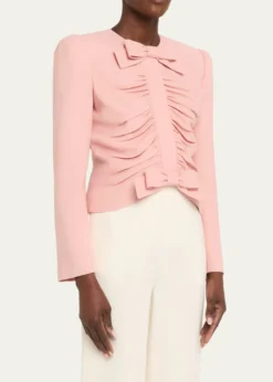 Valentino GaravaniMetallic Floral Jacquard Cowl-Neck Top