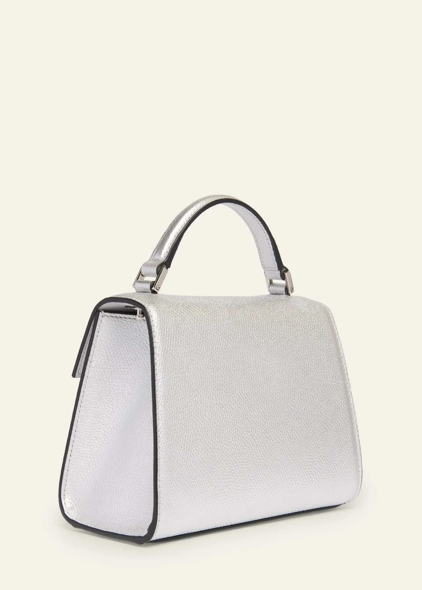 Valentino GaravaniMini Crystal VLogo Metallic Leather Top-Handle Bag