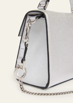 Valentino GaravaniMini Crystal VLogo Metallic Leather Top-Handle Bag
