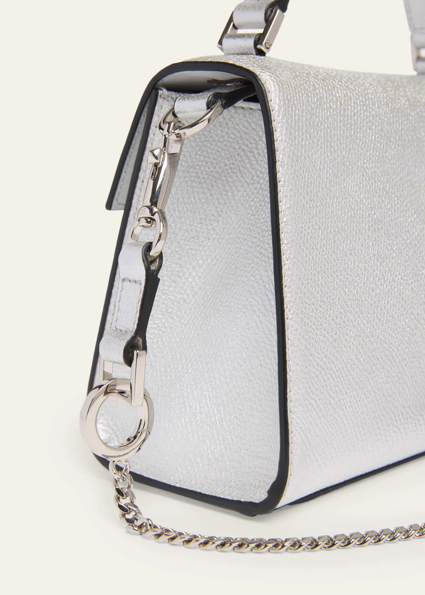 Valentino GaravaniMini Crystal VLogo Metallic Leather Top-Handle Bag