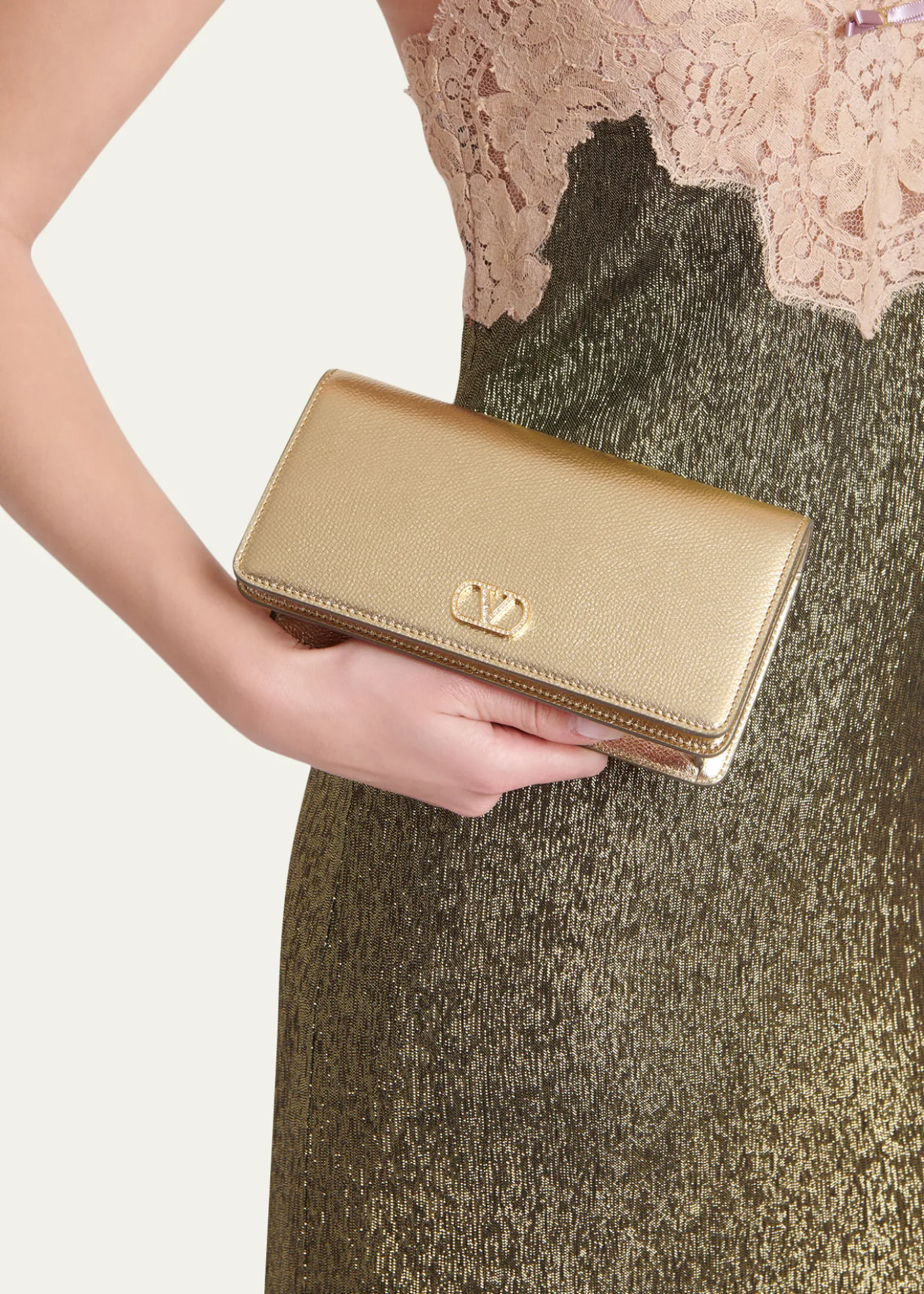 Valentino GaravaniMini Laminated Leather Crossbody Bag