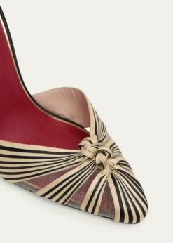 Valentino Garavani100mm Annine Striped Satin Ankle-Strap Pumps