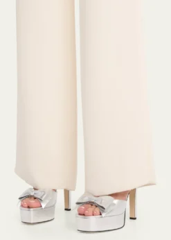 Valentino Garavani130mm Bowow Metallic Leather Platform Sandals