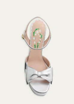 Valentino Garavani130mm Bowow Metallic Leather Platform Sandals