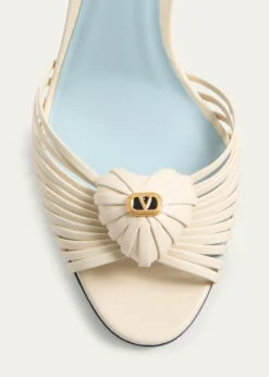 Valentino Garavani85mm Coeur VLogo Leather Slingback Pumps