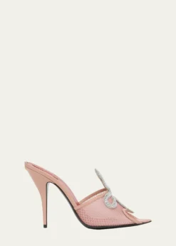 Valentino Garavani105mm Embellished Snake Leather Mesh Mule Pumps