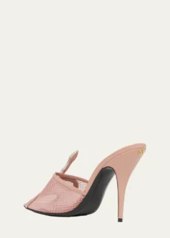 Valentino Garavani105mm Embellished Snake Leather Mesh Mule Pumps