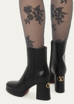 Valentino Garavani90mm Fawcette Platform Leather Ankle Boots