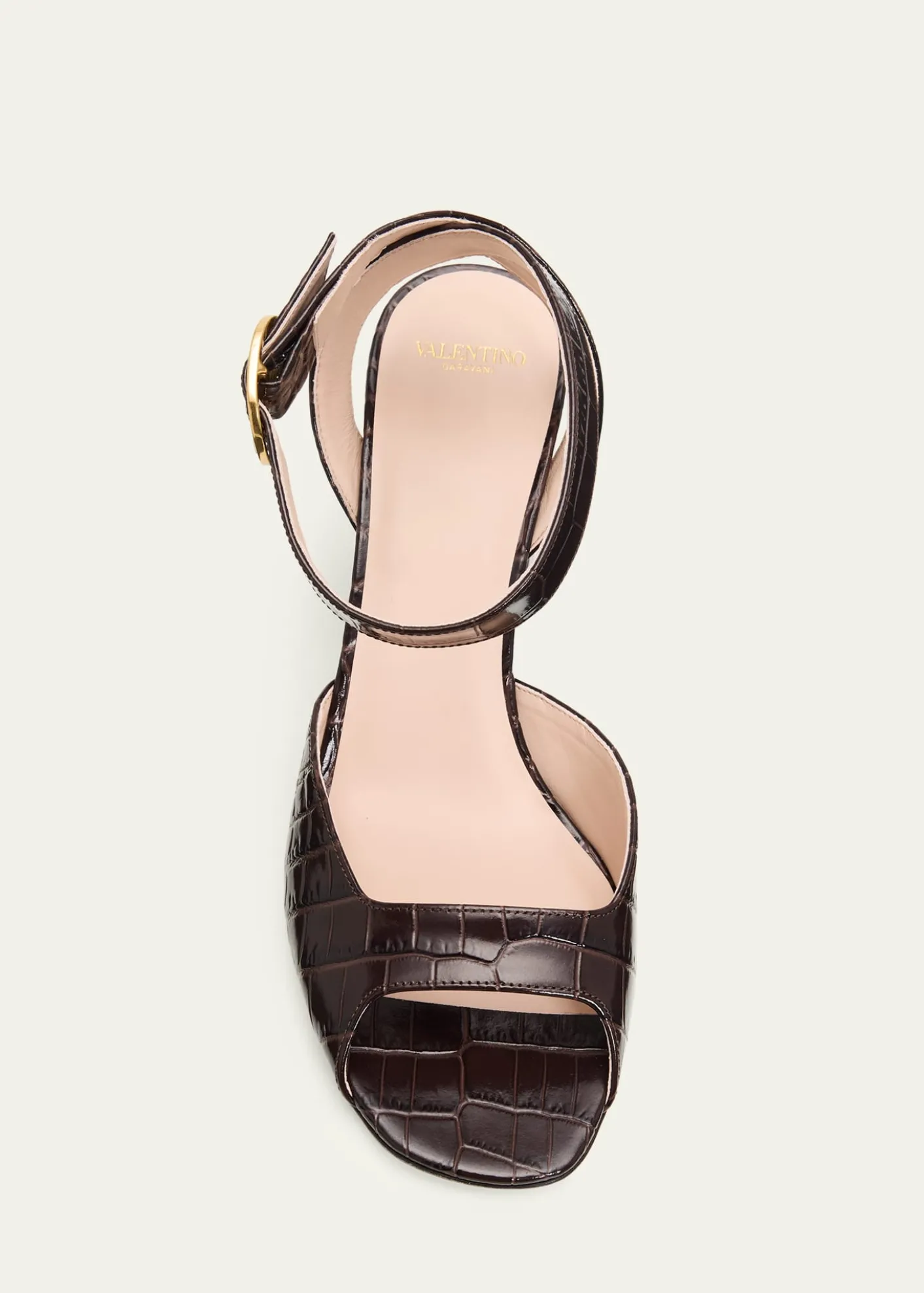 Valentino Garavani75mm Fawcette Croc-Embossed Leather Sandals