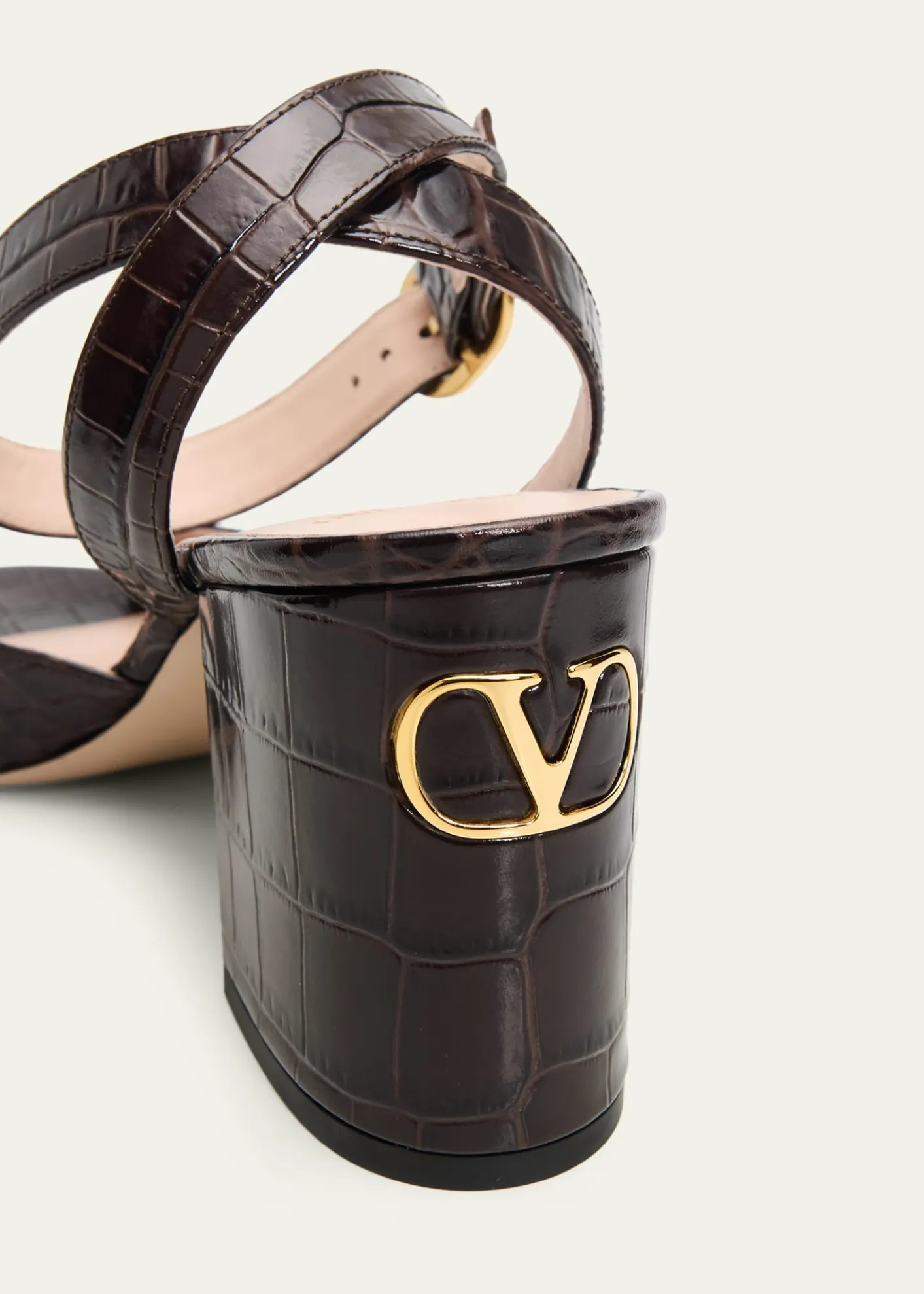 Valentino Garavani75mm Fawcette Croc-Embossed Leather Sandals