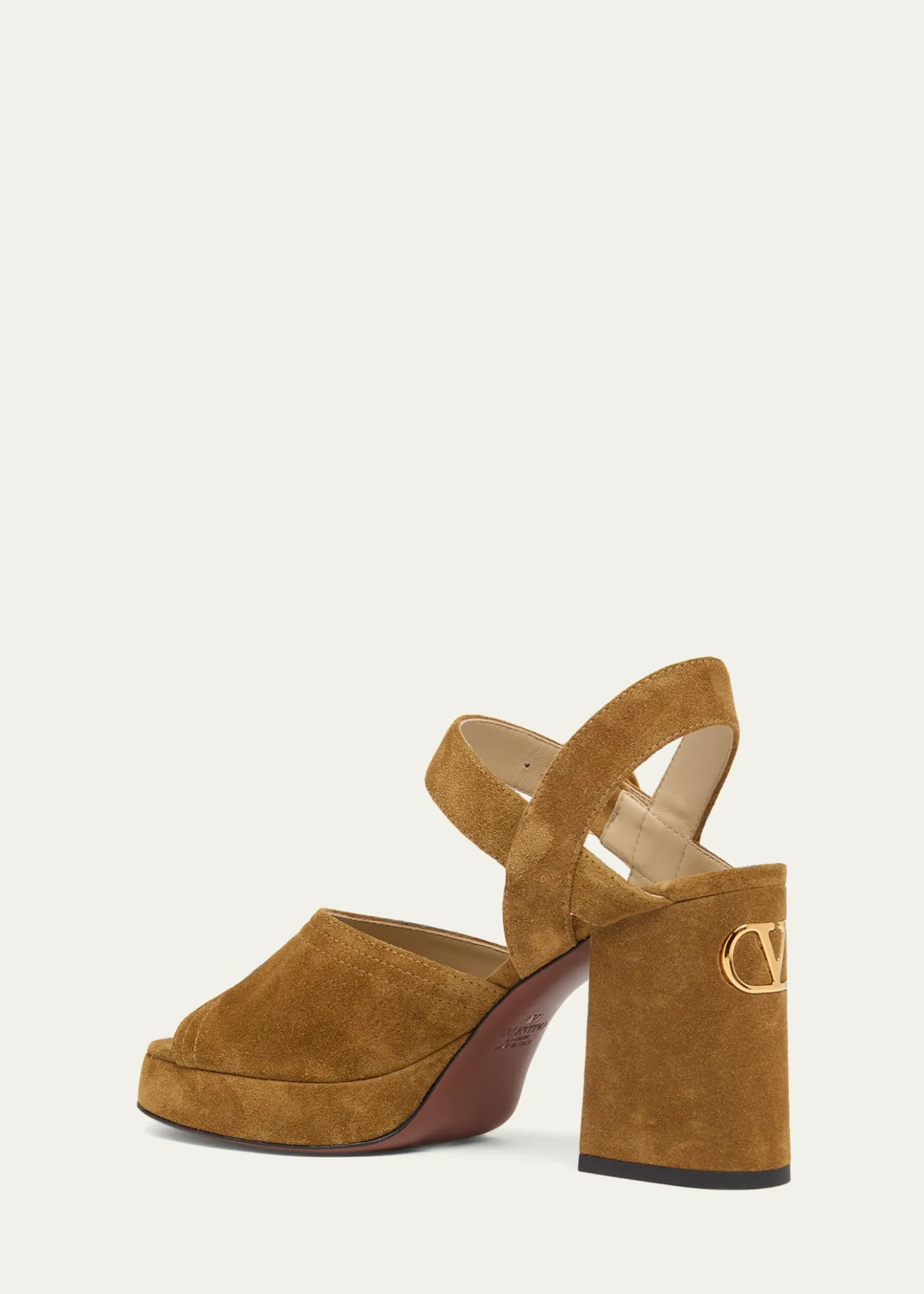 Valentino Garavani100mm Fawcette VLogo Suede Platform Sandals