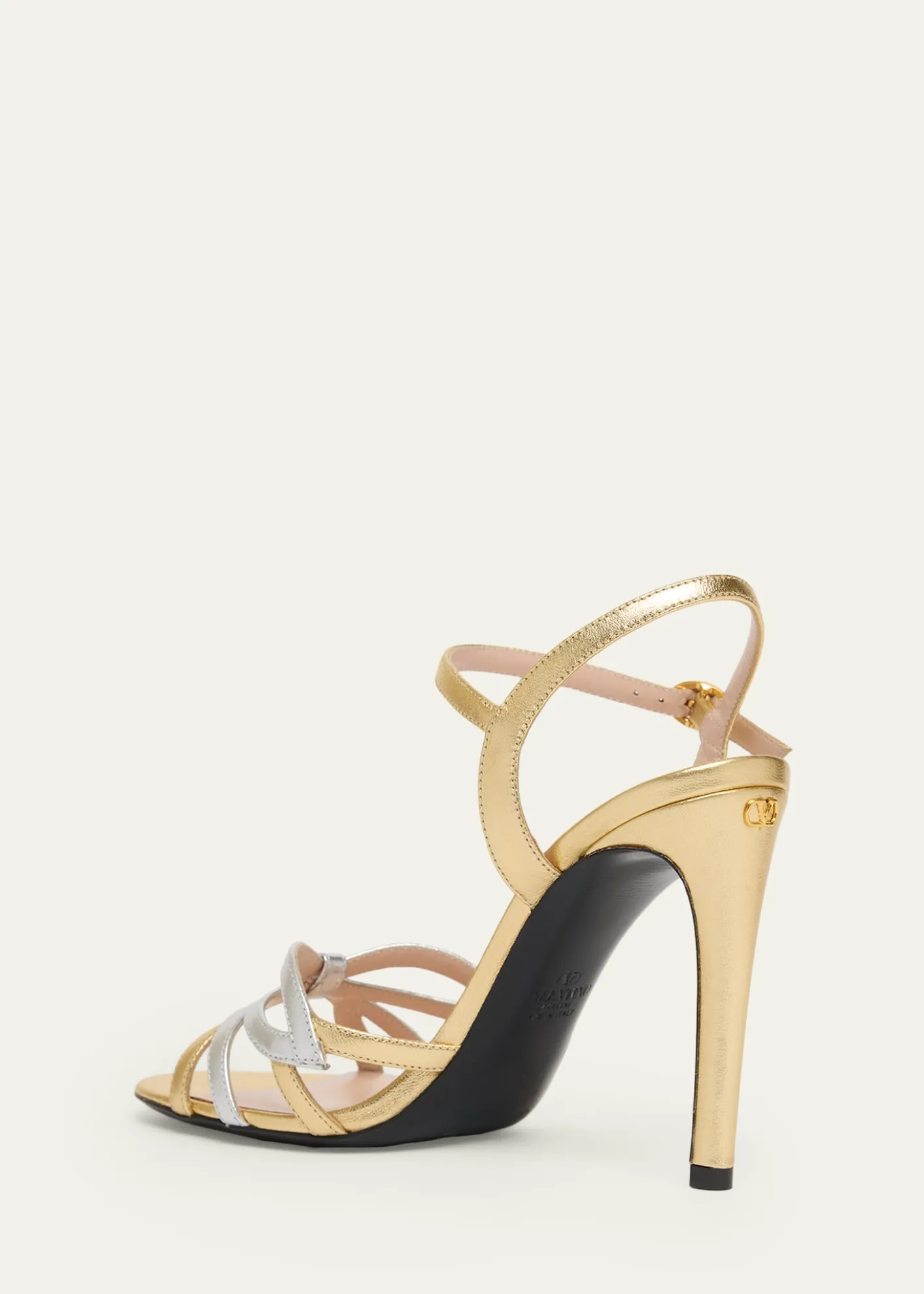 Valentino Garavani100mm Metallic Leather Ankle-Strap Sandals