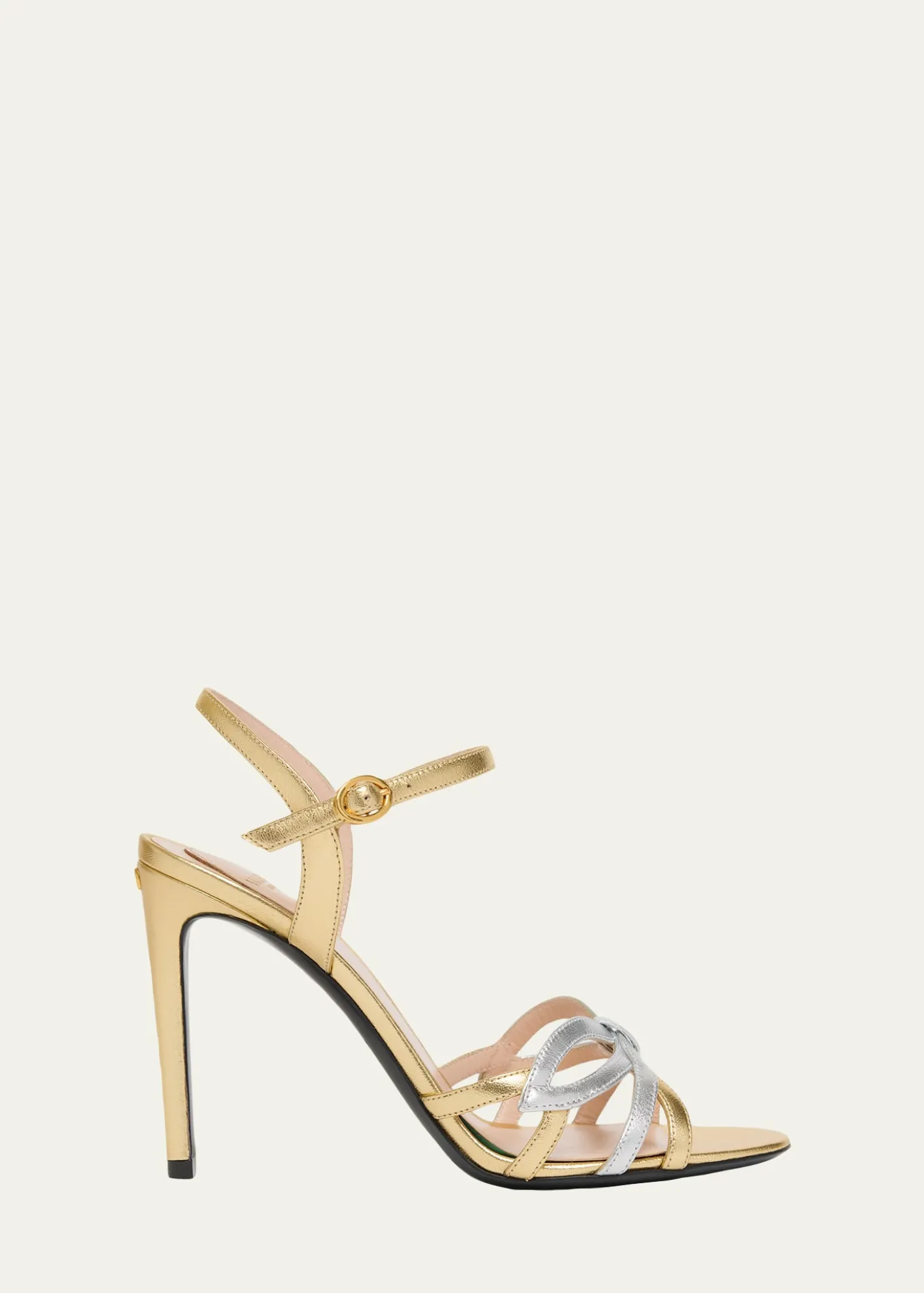 Valentino Garavani100mm Metallic Leather Ankle-Strap Sandals