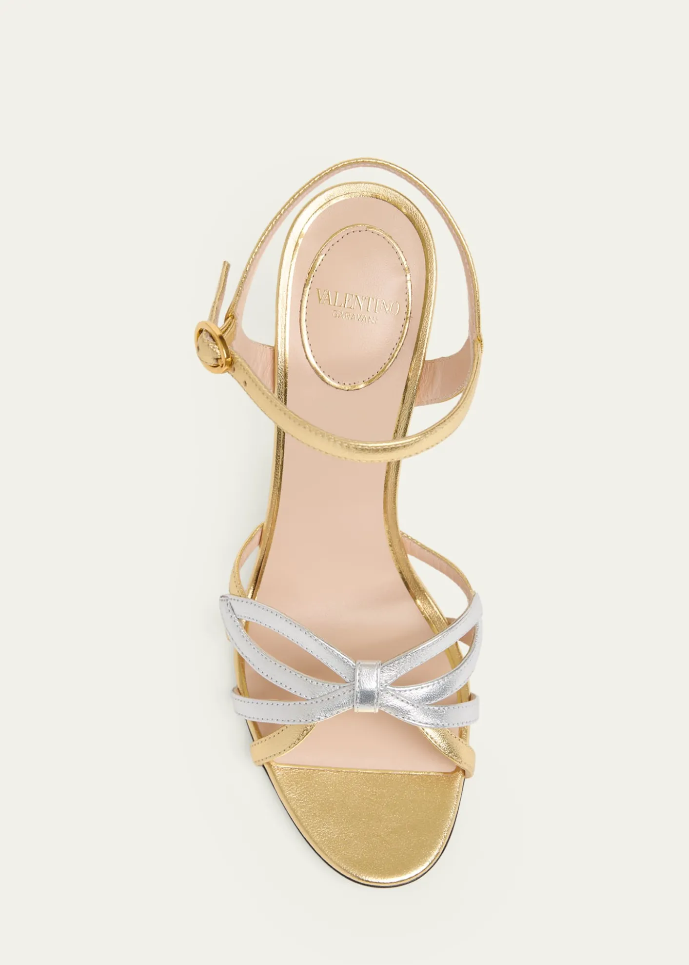 Valentino Garavani100mm Metallic Leather Ankle-Strap Sandals