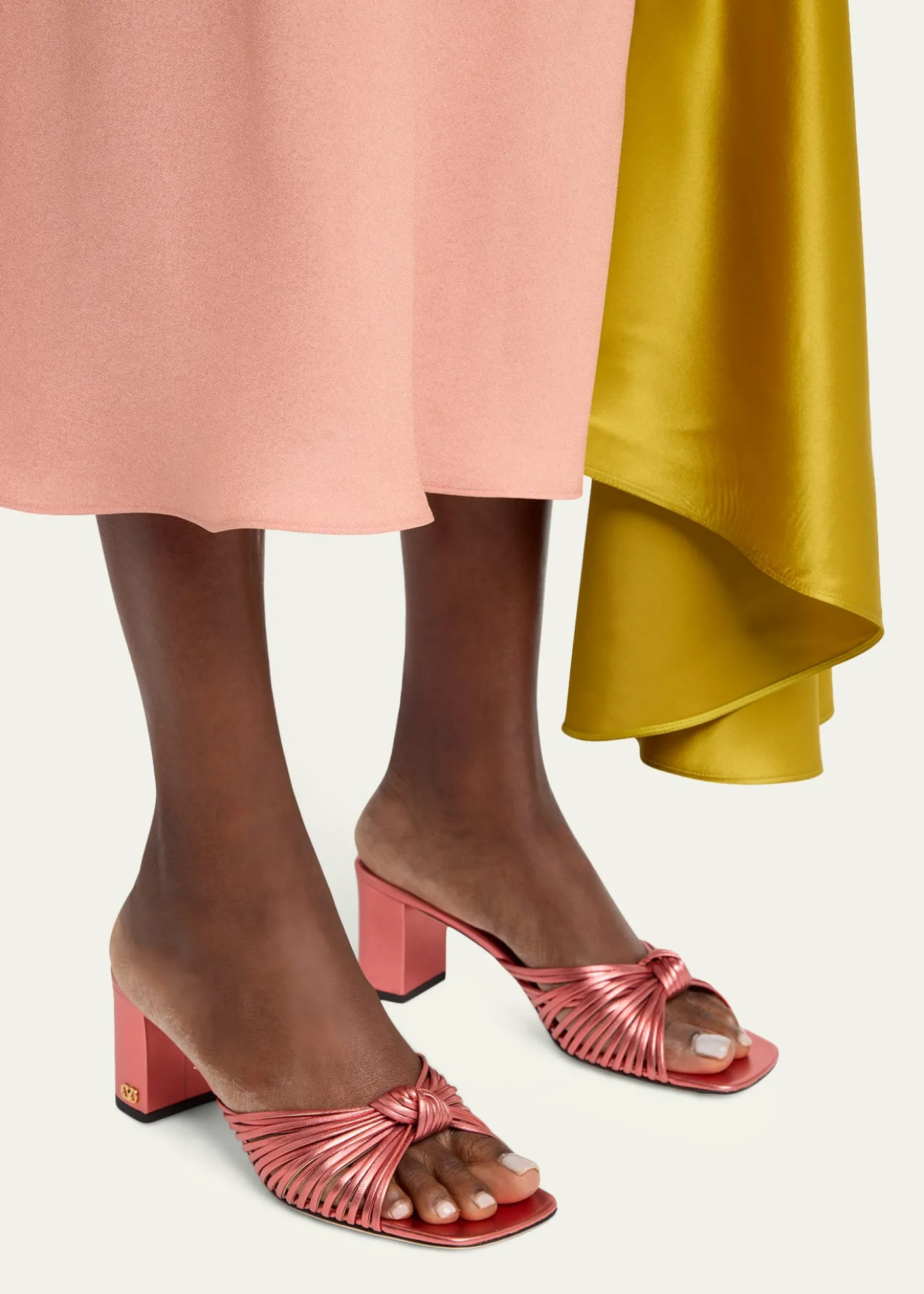 Valentino Garavani60mm Metallic Nappa Leather Mule Sandals