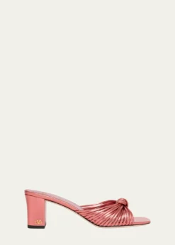 Valentino Garavani60mm Metallic Nappa Leather Mule Sandals