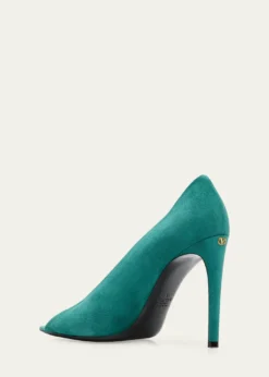 Valentino Garavani105mm Open Toe Revele Suede Pumps
