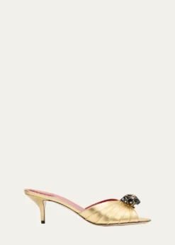 Valentino Garavani55mm Panthea Embellished Metallic Leather Mules