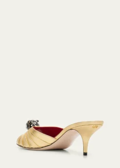 Valentino Garavani55mm Panthea Embellished Metallic Leather Mules