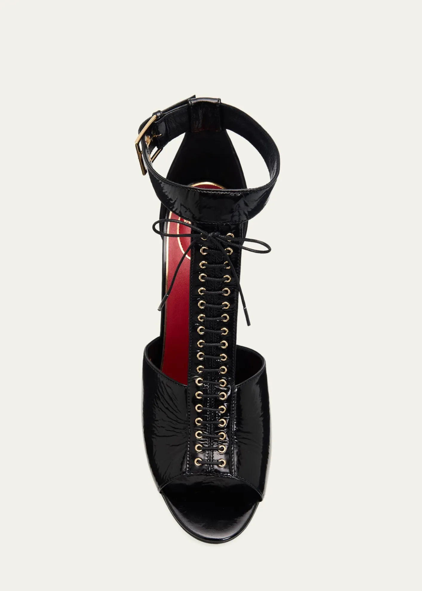 Valentino Garavani105mm Patent Leather Bustier T-Strap Sandals