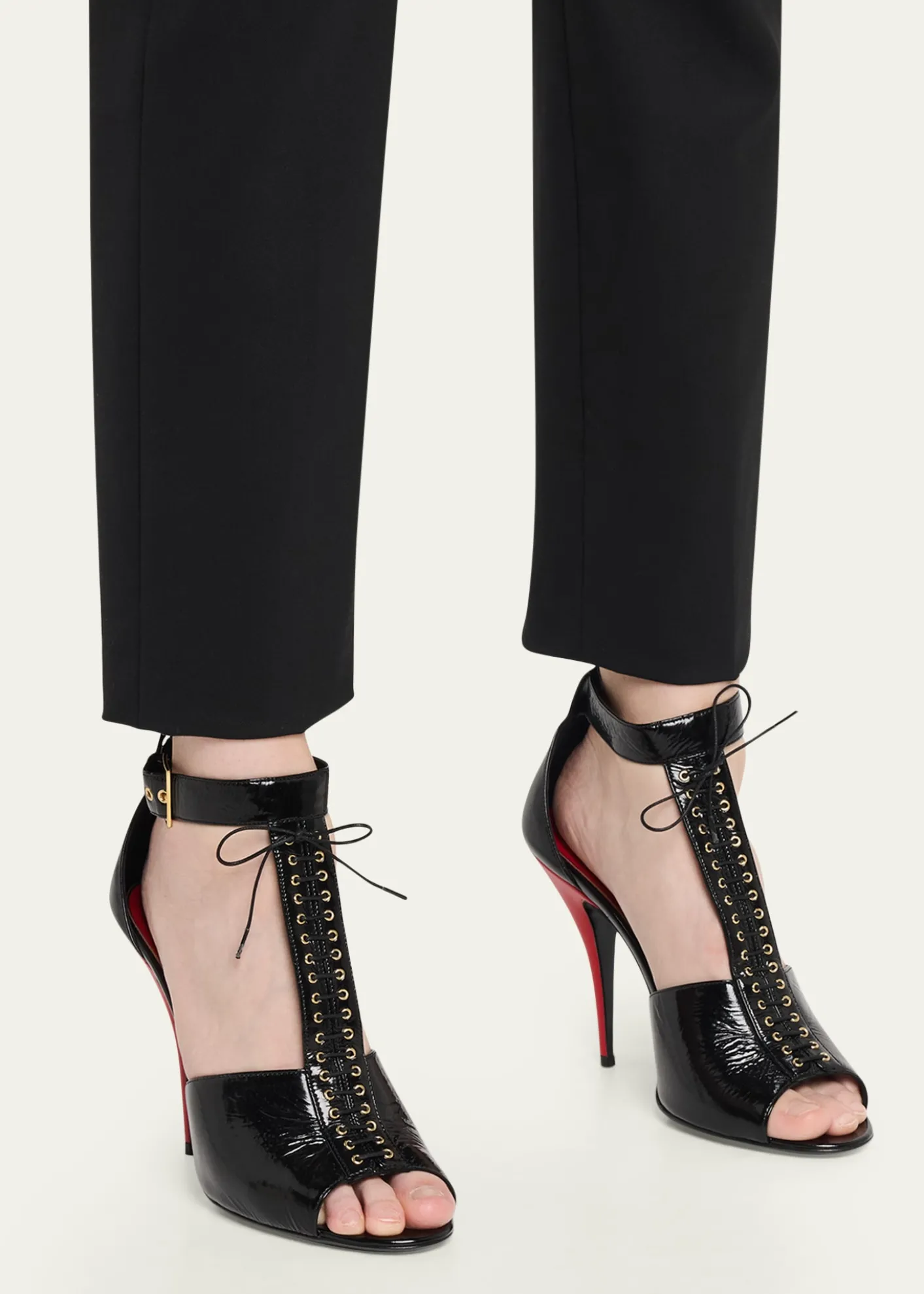 Valentino Garavani105mm Patent Leather Bustier T-Strap Sandals