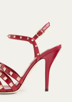 Valentino Garavani100mm Rockstud Leather Ankle-Strap Sandals
