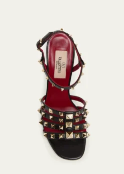 Valentino Garavani100mm Rockstud Leather Ankle-Strap Sandals