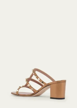 Valentino Garavani60mm Rockstud Laminated Nappa Leather Slide Sandals