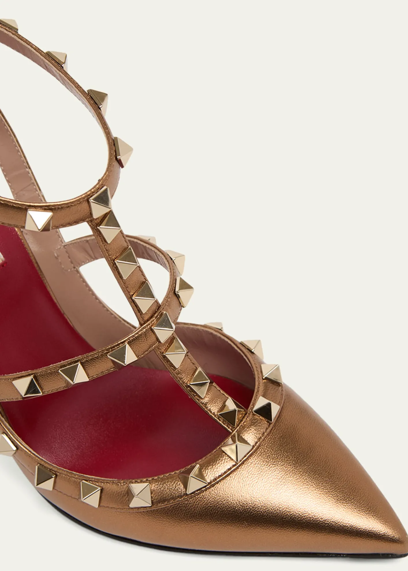 Valentino Garavani100mm Rockstud Metallic Leather Ankle-Strap Pumps