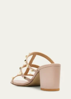 Valentino Garavani60mm Rockstud Caged Block-Heel Slide Sandals