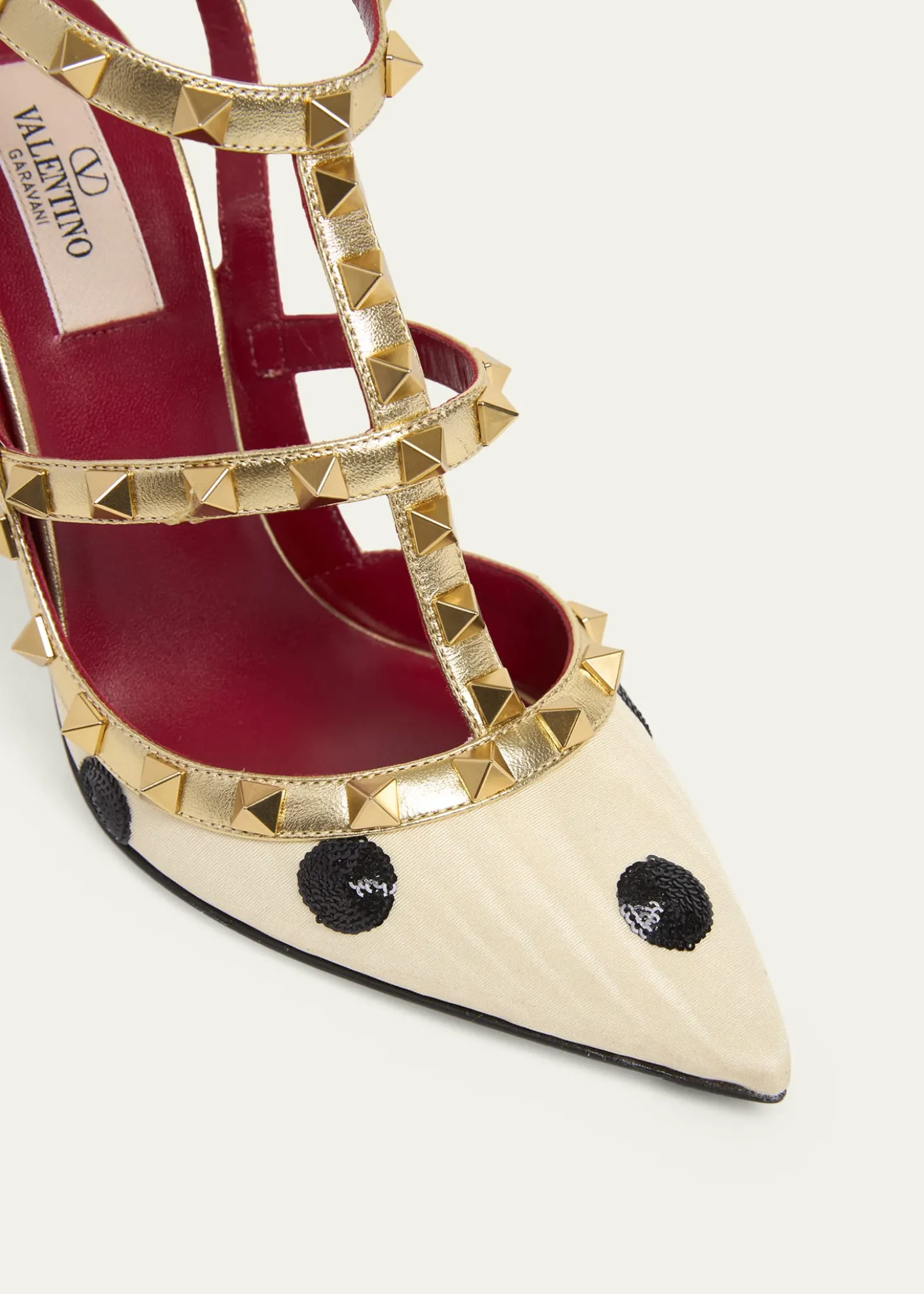 Valentino Garavani100mm Rockstud Sequined Metallic Leather Caged Pumps