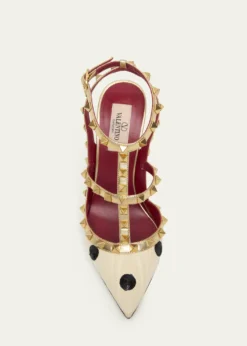 Valentino Garavani100mm Rockstud Sequined Metallic Leather Caged Pumps
