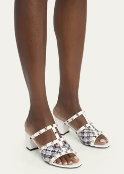 Valentino Garavani60mm Rockstud Leather Block-Heel Mules