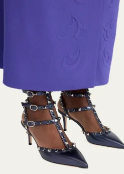 Valentino Garavani65mm Rockstud Metallic Leather Ankle-Strap Pumps