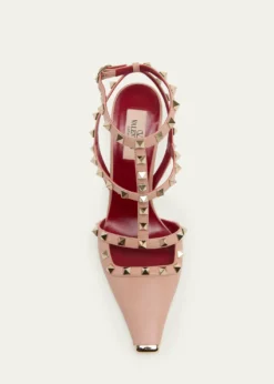 Valentino Garavani100mm Rockstud Leather Ankle-Strap Pumps