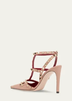 Valentino Garavani100mm Rockstud Leather Ankle-Strap Pumps