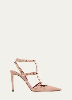 Valentino Garavani100mm Rockstud Leather Ankle-Strap Pumps