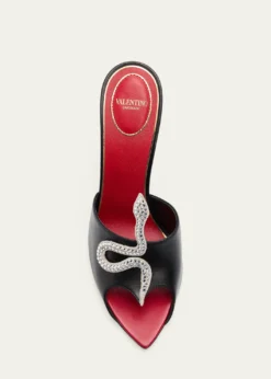 Valentino Garavani105mm Strass Snake Leather Mule Pumps