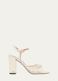 Valentino Garavani90mm VLogo Anne Leather Block-Heel Sandals
