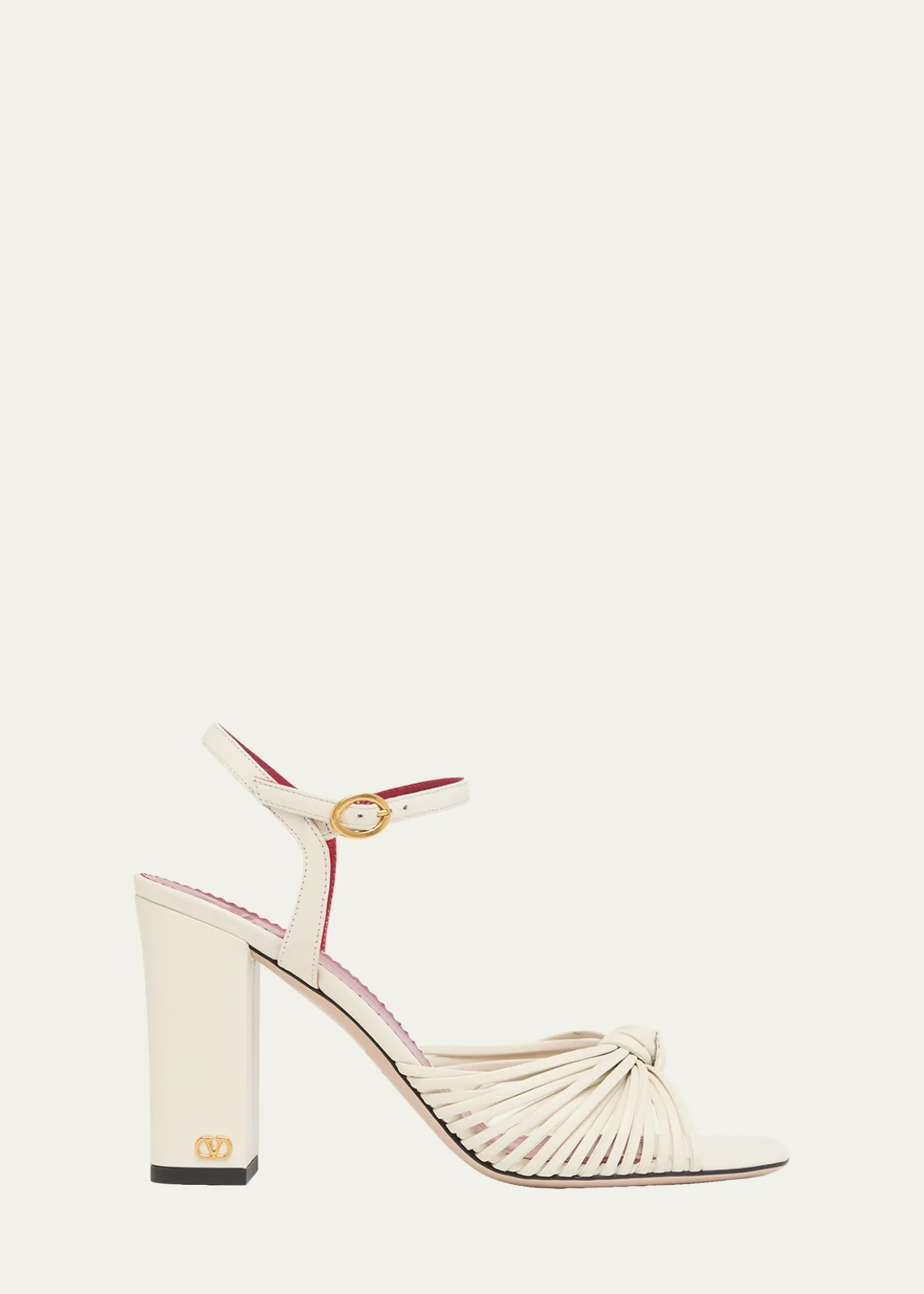 Valentino Garavani90mm VLogo Anne Leather Block-Heel Sandals