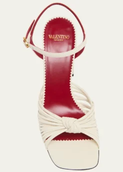 Valentino Garavani90mm VLogo Anne Leather Block-Heel Sandals