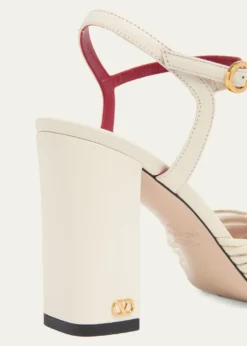 Valentino Garavani90mm VLogo Anne Leather Block-Heel Sandals