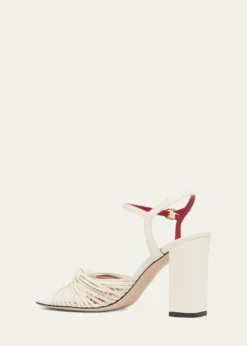 Valentino Garavani90mm VLogo Anne Leather Block-Heel Sandals