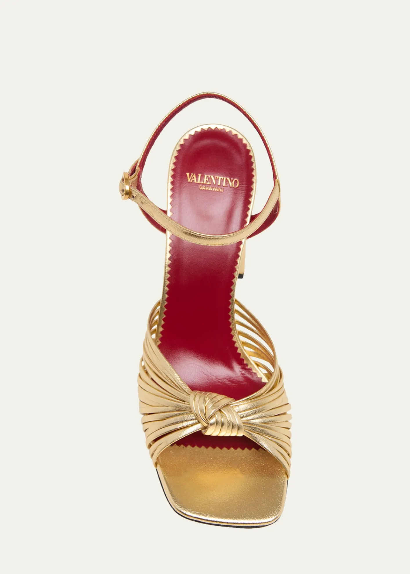 Valentino Garavani90mm VLogo Anne Metallic Leather Block-Heel Sandals