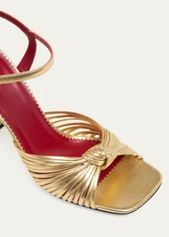 Valentino Garavani90mm VLogo Anne Metallic Leather Block-Heel Sandals