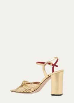 Valentino Garavani90mm VLogo Anne Metallic Leather Block-Heel Sandals
