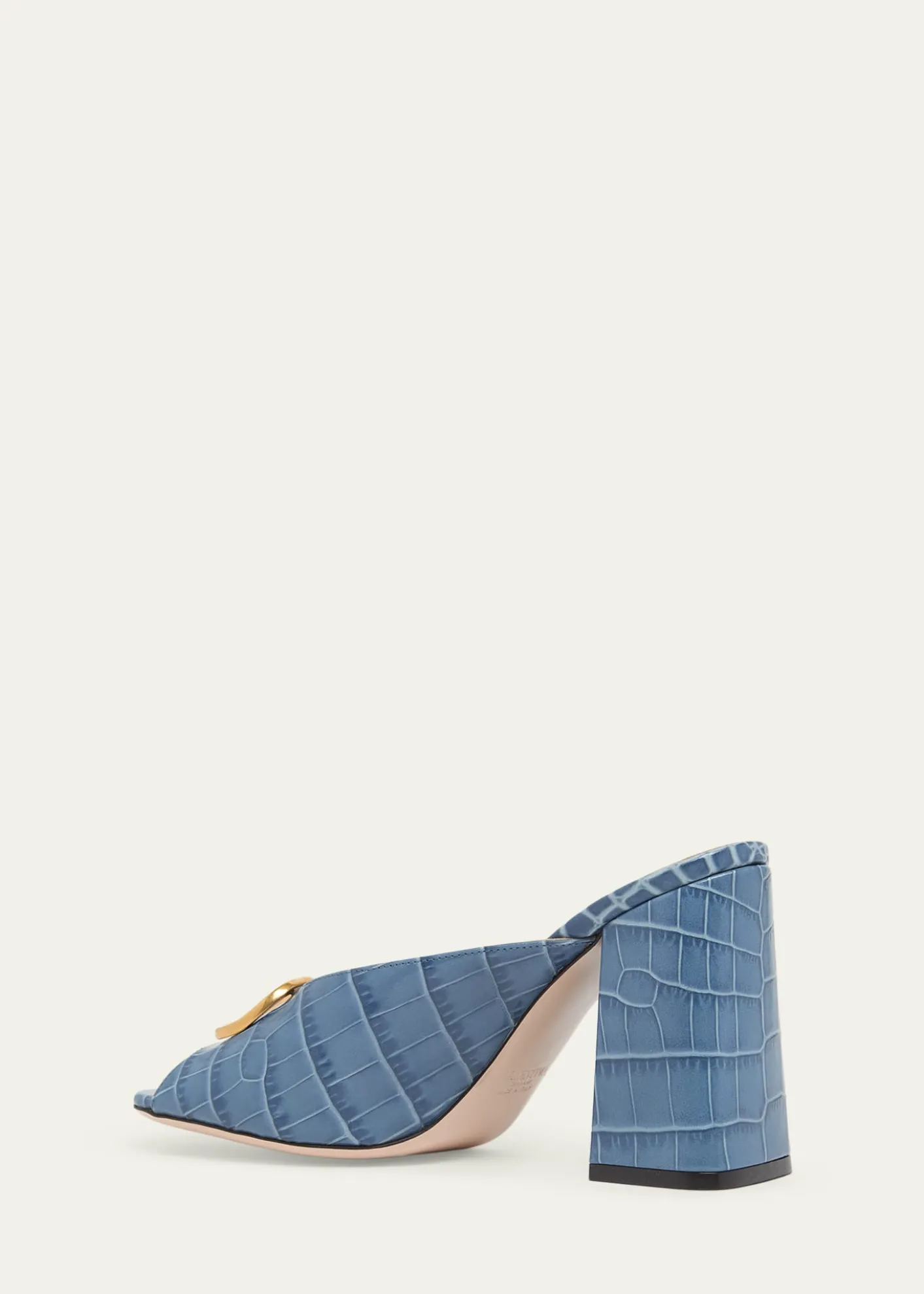 Valentino Garavani95mm VLogo Croc-Embossed Leather Mules