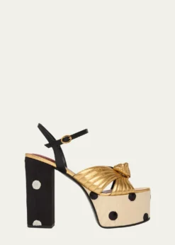 Valentino Garavani125mm VLogo Crasher Sequined Polka Dot Leather Platform Sandals