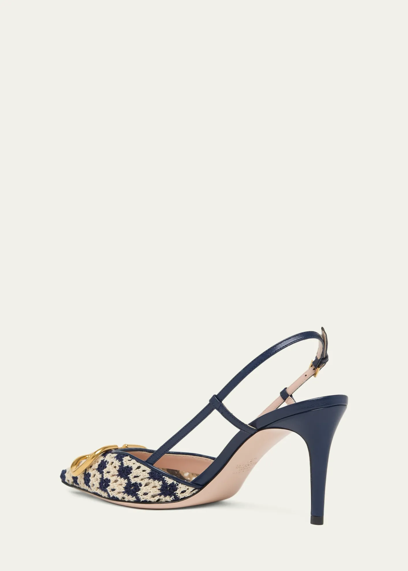 Valentino Garavani80mm VLogo Crochet and Leather Slingback Pumps