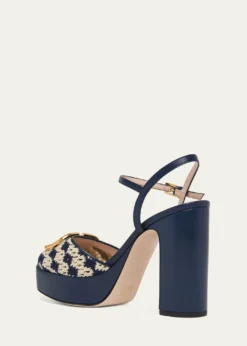 Valentino Garavani115mm VLogo Crochet and Leather Platform Sandals